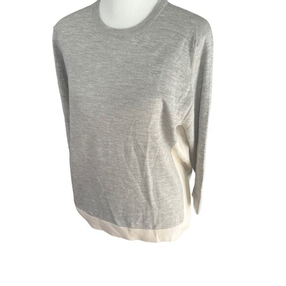 Maus & Hoffman Gray Cream Cashmere Silk 3/4 Sleeve Sweater Top L - Picture 5 of 11